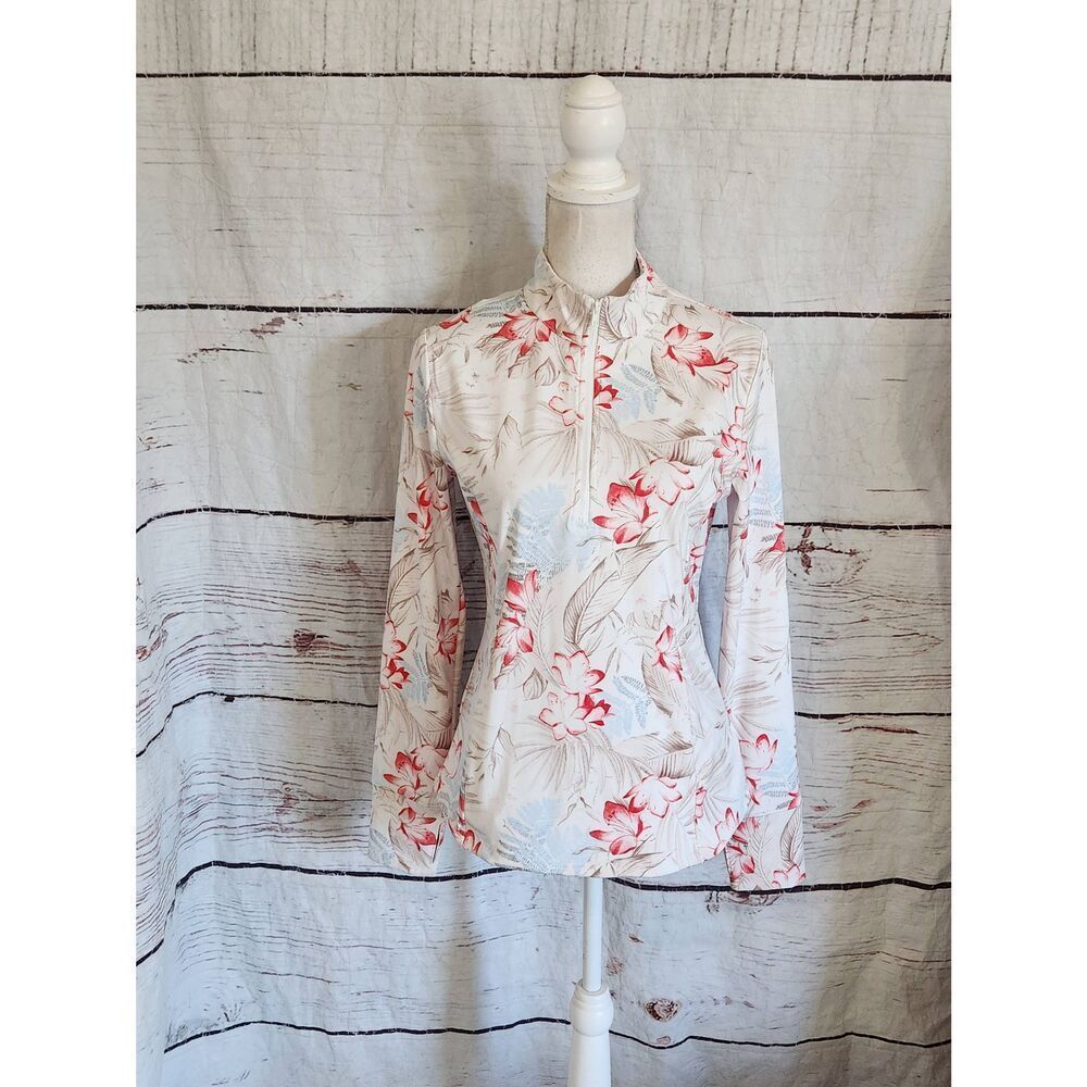 Tommy Bahama Floral Everday Active‎ Quarter Zip Pullover Size Medium NWT